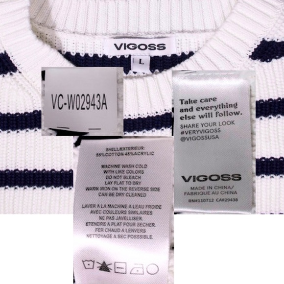 Vigoss Striped Short Sleeve Knit Sweater – Women’s Large - Picture 15 of 15